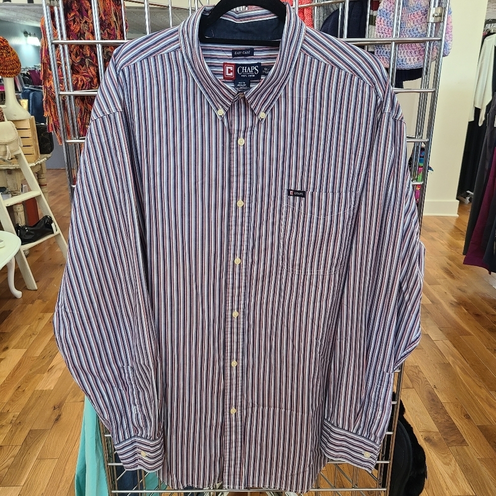 CHAPS Button Down Long Sleeve Shirt Multicolor Stripes Size XXL